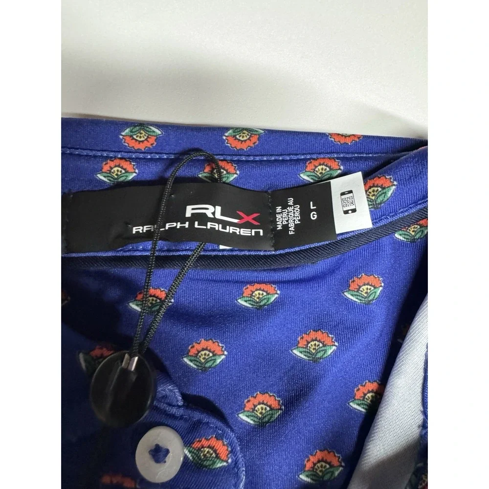 RLX Ralph Lauren Performance Golf Floral Print Polo Shirt Men's Size L New